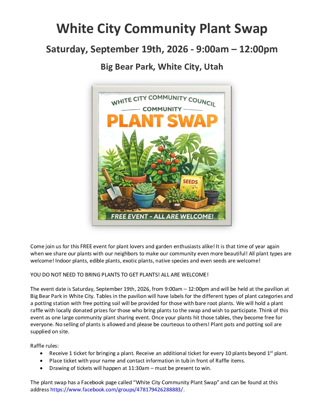 2026 Fall White City Plant Swap Flyer Spring Plant Swap Flyer